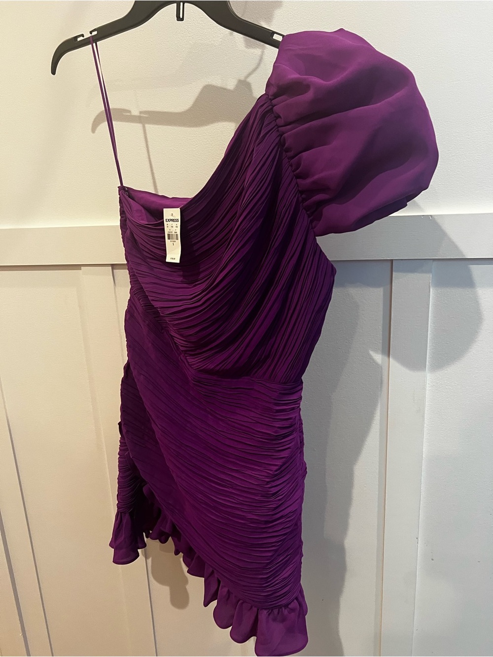Express One-Shoulder Purple Ruffled Mini Dress